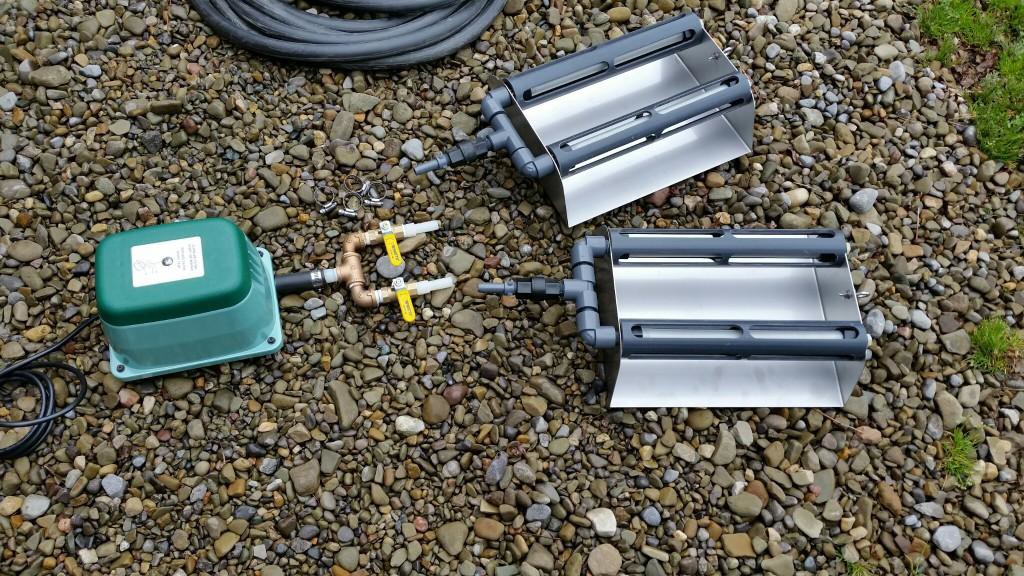 Spring and the Pond Start Up 2 shallow pond aeration system double wide diffusers